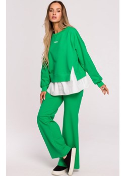 M675 Spodnie dresowe z szerokimi nogawkami, Kolor zielony, Rozmiar L, MOE ze sklepu Primodo w kategorii Spodnie damskie - zdjęcie 140702888