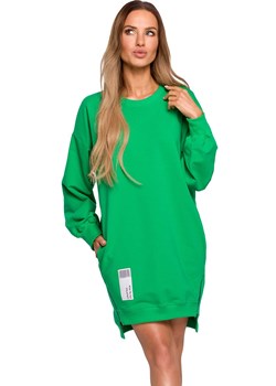 M676 Tunika z naszywką i ozdobnymi zamkami, Kolor zielony, Rozmiar L, MOE ze sklepu Primodo w kategorii Sukienki - zdjęcie 140705225