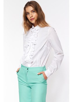 K68 koszula z żabotem, Kolor biały, Rozmiar 44, Nife ze sklepu Primodo w kategorii Koszule damskie - zdjęcie 140705876