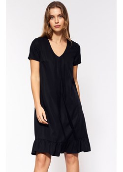 Sukienka damska czarna z fontaziem S199, Kolor czarny, Rozmiar 36, Nife ze sklepu Primodo w kategorii Sukienki - zdjęcie 140706176