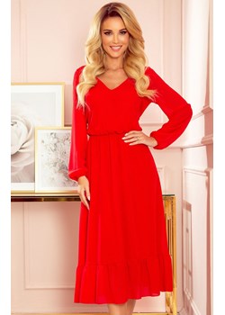 304-3 szyfonowa sukienka, Kolor czerwony, Rozmiar XL, Numoco ze sklepu Primodo w kategorii Sukienki - zdjęcie 140707119