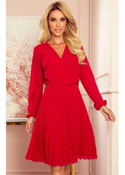 Sukienka Numoco czerwona z długim rękawem mini na wiosnę  ze sklepu Primodo w kategorii Sukienki - zdjęcie 140707176