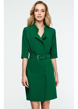 Sukienka zielona Style elegancka kopertowa z długim rękawem w serek na wiosnę 