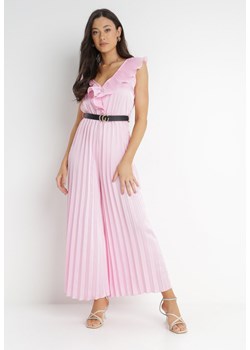 Różowy Kombinezon z Paskiem Qenara ze sklepu Born2be Odzież w kategorii Kombinezony damskie - zdjęcie 140721736