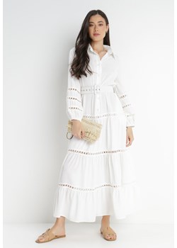 Biała Sukienka z Paskiem Dorica ze sklepu Born2be Odzież w kategorii Sukienki - zdjęcie 140723965