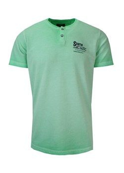 T-Shirt Męski Miętowy, Zielony, Melanżowy z Nadrukiem, Koszulka, Krótki Rękaw, Basic, U-neck TSKOWNEWAN4167yesil ze sklepu JegoSzafa.pl w kategorii T-shirty męskie - zdjęcie 140737818