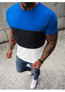 T-shirt męski niebieski OZONEE JS/8T90/3 ze sklepu ozonee.pl w kategorii T-shirty męskie - zdjęcie 140739298