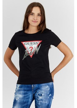 GUESS - Czarny t-shirt damski ICON ze sklepu outfit.pl w kategorii Bluzki damskie - zdjęcie 140775625