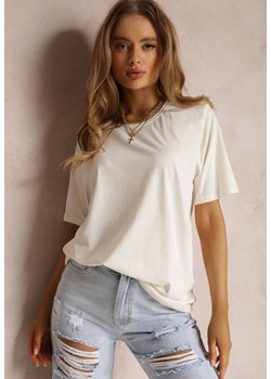 Biały T-shirt Purple ze sklepu Renee odzież w kategorii Bluzki damskie - zdjęcie 140815759