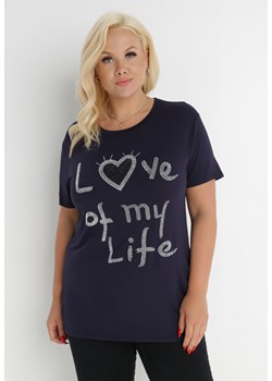 Granatowy T-shirt Ionane ze sklepu Born2be Odzież w kategorii Bluzki damskie - zdjęcie 140894289