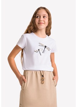 Biała dziewczęca koszulka z ważkami T-DRAGON JUNIOR ze sklepu Volcano.pl w kategorii Bluzki dziewczęce - zdjęcie 140948895