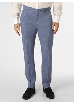 Selected Męskie spodnie od garnituru modułowego z dodatkiem lnu Mężczyźni Slim Fit Sztuczne włókno niebieski wypukły wzór tkaniny ze sklepu vangraaf w kategorii Spodnie męskie - zdjęcie 140959629