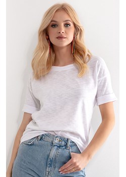 Koszulka damska oversize biała bluzka basic F1190, Kolor biały, Rozmiar S/M, Fobya ze sklepu Primodo w kategorii Bluzki damskie - zdjęcie 141017335