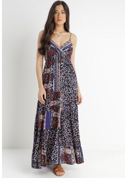 Granatowa Sukienka z Wiskozy Zhihes ze sklepu Born2be Odzież w kategorii Sukienki - zdjęcie 141154069