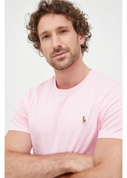 Polo Ralph Lauren t-shirt bawełniany 710740727010 kolor różowy gładki ze sklepu ANSWEAR.com w kategorii T-shirty męskie - zdjęcie 141250827