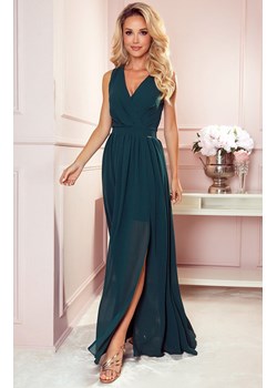 362-2 Justine długa suknia z dekoltem i wiązaniem, Kolor szmaragdowy, Rozmiar L, Numoco ze sklepu Primodo w kategorii Sukienki - zdjęcie 141304639