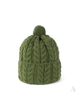 Ciepła czapka z motywem warkocza unisex zielona ze sklepu Evangarda.pl w kategorii Czapki zimowe damskie - zdjęcie 141311387