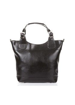 Skórzana torebka damska shopperka czarna ze sklepu Evangarda.pl w kategorii Torby Shopper bag - zdjęcie 141314435