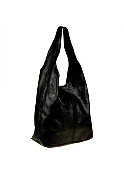 Torebka worek skórzana shopper czarna połysk na zamek zasuwana ze sklepu melon.pl w kategorii Torby Shopper bag - zdjęcie 141339908