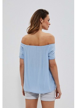 Gładka bluzka koszulowa z wiskozy niebieska ze sklepu Moodo.pl w kategorii Bluzki damskie - zdjęcie 141339926