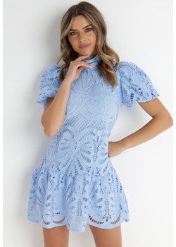 Jasnoniebieska Sukienka Cilleis ze sklepu Born2be Odzież w kategorii Sukienki - zdjęcie 141372375
