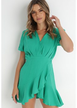 Zielona Sukienka Bawełniana Noppey ze sklepu Born2be Odzież w kategorii Sukienki - zdjęcie 141375818