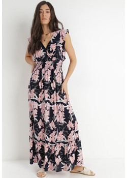 Granatowa Sukienka z Wiskozy Yenek ze sklepu Born2be Odzież w kategorii Sukienki - zdjęcie 141440285