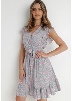 Miętowo-Różowa Sukienka z Paskiem Katista ze sklepu Born2be Odzież w kategorii Sukienki - zdjęcie 141479316