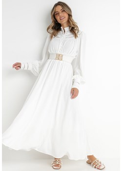 Biała Sukienka z Paskiem Laodyle ze sklepu Born2be Odzież w kategorii Sukienki - zdjęcie 141499919