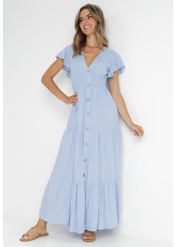 Jasnoniebieska Sukienka z Wiskozy Heeny ze sklepu Born2be Odzież w kategorii Sukienki - zdjęcie 141557709