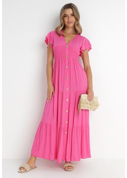 Różowa Sukienka z Wiskozy Heeny ze sklepu Born2be Odzież w kategorii Sukienki - zdjęcie 141557715