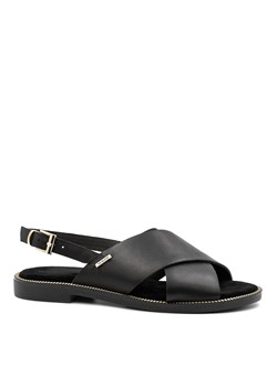 Czarne skórzane sandały z szerokimi paskami 67Z ze sklepu NESCIOR w kategorii Sandały damskie - zdjęcie 141560455