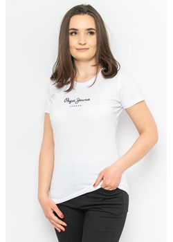 t-shirt damski pepe jeans pl505202 biały ze sklepu Royal Shop w kategorii Bluzki damskie - zdjęcie 141566739