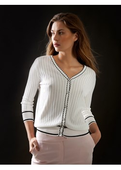 Biały kardigan z fastrygą ze sklepu Molton w kategorii Swetry damskie - zdjęcie 141567968