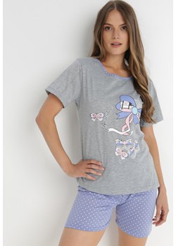 Szaro-Niebieski Komplet Piżamowy Woppy ze sklepu Born2be Odzież w kategorii Piżamy damskie - zdjęcie 141611116