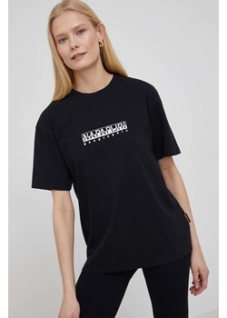 Napapijri t-shirt bawełniany S-Box kolor czarny NP0A4GDD0411 ze sklepu ANSWEAR.com w kategorii Bluzki damskie - zdjęcie 141613536