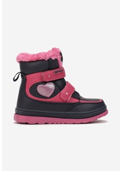 Różowe buty zimowe dziecięce Born2be na rzepy 