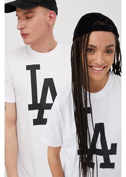 47brand t-shirt bawełniany MLB Los Angeles Dodgers kolor biały z nadrukiem BB012TEMIME557555WW ze sklepu ANSWEAR.com w kategorii T-shirty męskie - zdjęcie 141711737