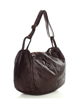 Torba skórzana pojemny worek hobo leather slow bag - MARCO MAZZINI ciemny brąz caffe ze sklepu Verostilo w kategorii Torebki hobo - zdjęcie 141752689