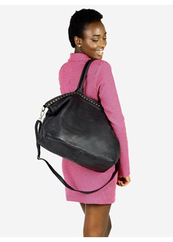 Duża torebka skórzana oversize style shopper bag - MARCO MAZZINI czarny ze sklepu Verostilo w kategorii Torby Shopper bag - zdjęcie 141764666