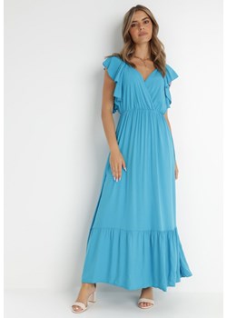 Niebieska Sukienka z Wiskozy Aserus ze sklepu Born2be Odzież w kategorii Sukienki - zdjęcie 141831859