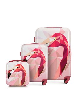 Komplet walizek z ABS-u z nadrukiem różowy ze sklepu WITTCHEN w kategorii Walizki - zdjęcie 141857596