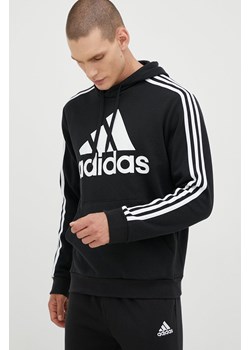 adidas bluza męska kolor czarny z kapturem z nadrukiem ze sklepu ANSWEAR.com w kategorii Bluzy męskie - zdjęcie 141858246