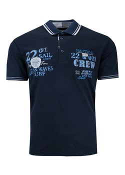 Koszulka POLO z Nadrukiem, Granatowa, Casualowa, Męska, Krótki Rękaw TSKOWMCL26498lacivert ze sklepu JegoSzafa.pl w kategorii T-shirty męskie - zdjęcie 141864306