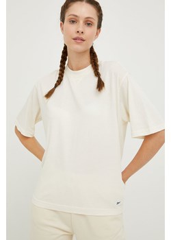 Reebok Classic t-shirt bawełniany kolor beżowy HH9704-NONDYE ze sklepu ANSWEAR.com w kategorii Bluzki damskie - zdjęcie 141864549