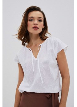Bawełniana bluzka koszulowa biała ze sklepu Moodo.pl w kategorii Bluzki damskie - zdjęcie 141900927