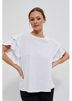 Bluzka z falbanami biała ze sklepu Moodo.pl w kategorii Bluzki damskie - zdjęcie 141900969