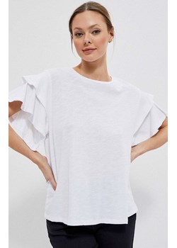 Bluzka w kolorze białym z falbanami 3770, Kolor biały, Rozmiar XS, Moodo ze sklepu Primodo w kategorii Bluzki damskie - zdjęcie 141980668
