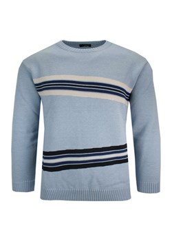 Sweter Niebieski Okrągły Dekolt (U-neck), Męski - MAX SHELDON SWKNGS67507nieb ze sklepu JegoSzafa.pl w kategorii Swetry męskie - zdjęcie 142060375