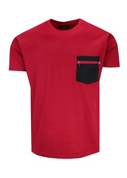 T-shirt Męski, Czerwony z Kieszonką, Krótki Rękaw, U-neck, 100% BAWEŁNA, Męski -KINGS TSKNGS101Zciemczerw ze sklepu JegoSzafa.pl w kategorii T-shirty męskie - zdjęcie 142060386